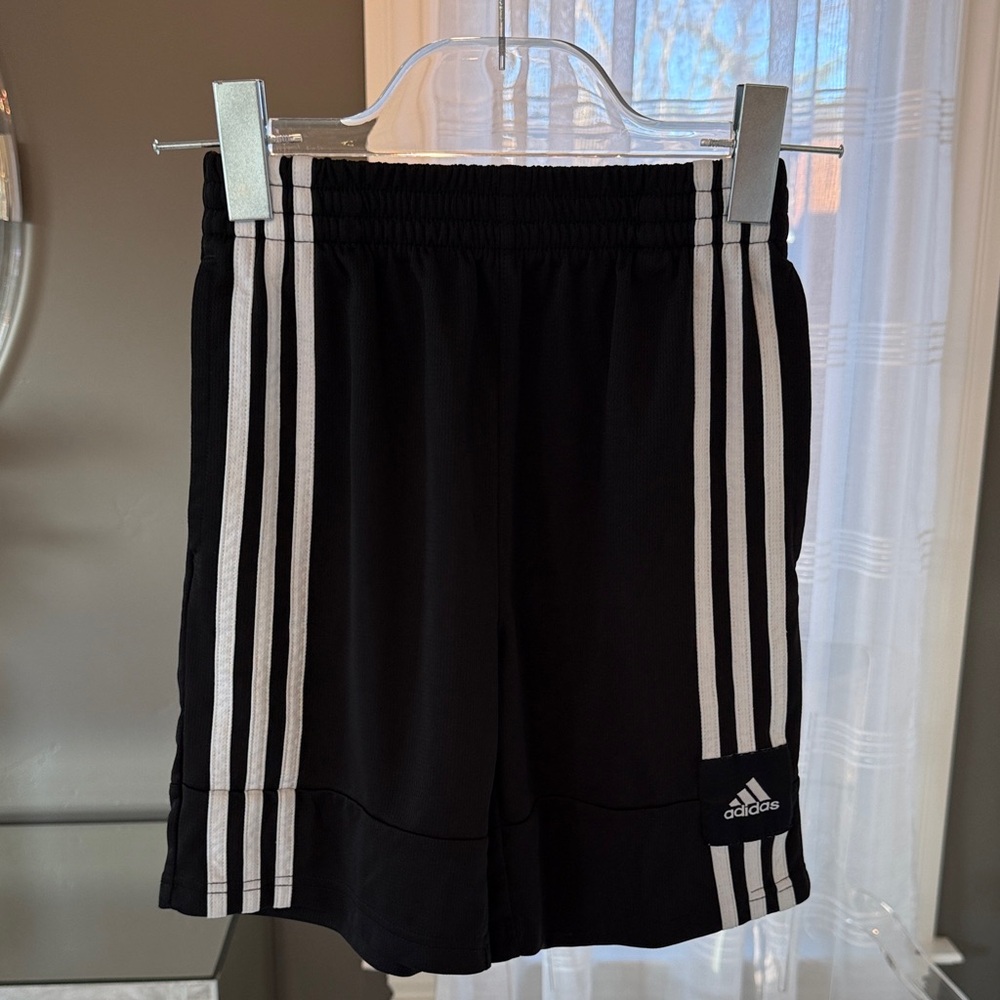 Adidas Kids 10/12 Black and White Striped Shorts